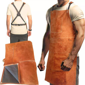 Genuine Leather <b>Apron</b> Premium Quality Welding Protective Gear Brown Heat and Spark Resistant Heavy Duty Barbeque <b>Apron</b> - Product Image 1