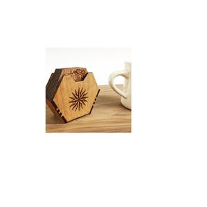 Juego de posavasos de bambú de calidad superior 4 piezas posavasos sin nueces de piedra para bebidas con soporte decoración del hogar - Product Image 2