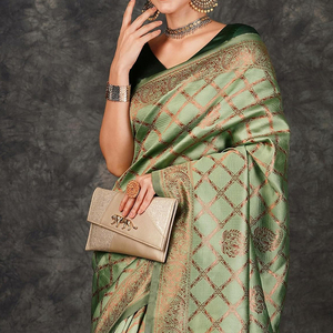 Elegante y Cómodo Saree de Invierno para Mujer, 100% Poliéster/Gasa, Traje Nupcial para Fiestas, Talla Personalizada, Alta Calidad - Product Image 2