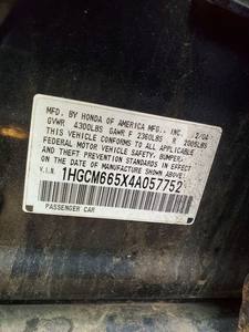 Honda Accord 3.0L 2004, VIN 6, Dígito 6, Grado 6 - Product Image 4