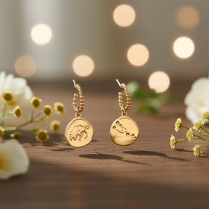 Pendientes Ztyle Taurus Zodiac de acero chapado en oro de 12 quilates para mujer - Product Image 3