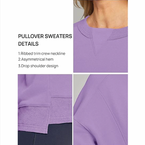 OEM personalizado de las mujeres de gran tamaño de algodón sudadera Casual de manga larga de cuello redondo Jersey de uso diario Precio al por mayor barato - Product Image 5