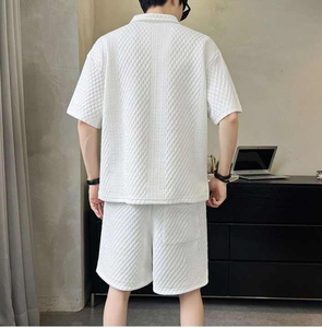 Conjunto deportivo de seda helada de increíble calidad para hombre 2025 verano lujo moda suelta manga corta Polo conjuntos de media cremallera - Product Image 6