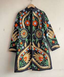 Fait à la main Boho ethnique hiver teint longue Suzani brodé pleine longueur 100% coton veste manteau pour femmes vêtements d'extérieur - Product Image 2