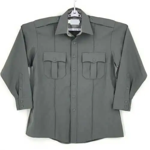 Özelleştirilmiş gömlek erkek gri güvenlik görevlisi üniformaları uzun kollu düğme üst pantolon