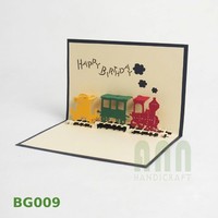 ANN HANDICRAFT BG009 Carte de vœux d'anniversaire personnalisée imprimée en 4 couleurs, 3D, effet pop-up, découpée, vernissage mat, souvenir en papier