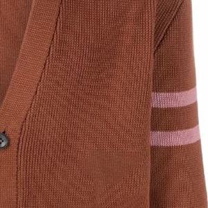 Pull cardigan décontracté marron chocolat avec broderie personnalisée pour unisexe - Product Image 5