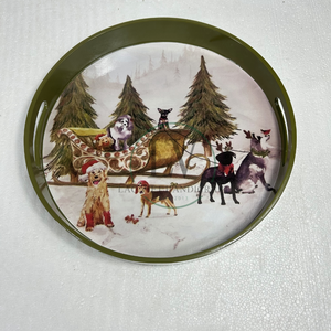 ถาดเสิร์ฟแล็กเกอร์กลมลายคริสต์มาสดีไซน์ใหม่ล่าสุดสำหรับ2024วันหยุดทำมือจากเวียดนาม - Product Image 4