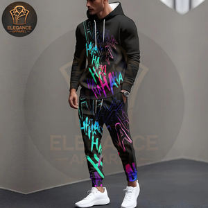 Venta al por mayor tarifa hombres azul marino impreso con capucha manga completa buen proveedor con logotipo propio cómodo diseño único con chándales - Product Image 4