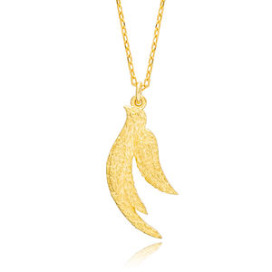 Collier pendentif à breloque texturé Design oiseau bijoux en argent sterling 925 turcs fabriqués à la main - Product Image 1