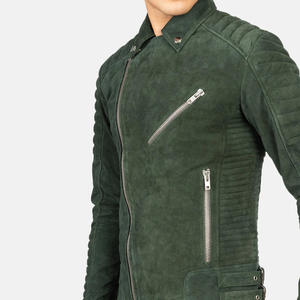 Blouson de moto en cuir vert rétro personnalisé pour homme, logo OEM, patch, coupe-vent d'hiver, séchage rapide, col montant, style course automobile - Product Image 5