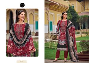 Belliza高级设计师系列<span class=keywords><strong>GAZAL</strong></span>纯棉绉纱刺绣上衣乔其纱Dupatta绉纱Salwar派对场合 - Product Image 3