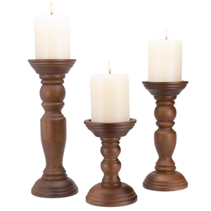 Vente chaude Bougeoir En Bois Pilier Mat Noir Couleur Style Classique Grand Bougeoirs En Bois Pilier pour La Décoration Intérieure - Product Image 4