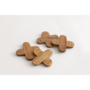 ชุดที่รองแก้วไม้ธรรมชาติทำมือถาดรองแก้วไม้วอลนัทสีดำดีไซน์โบราณ - Product Image 2