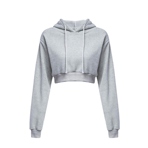 Women's Pink Cropped Hooded Sweatshirt Regular Fit Solid Color Full Sleeve Knitted Autumn Wear 2026 Latest - Product Image 5