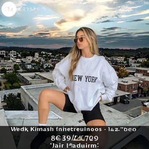 <b>Women</b> <b>White</b> NEW YORK Letter Print Oversized Crew Neck <b>Sweatshirt</b> French Terry Long Trackstar OEM Private Label - Product Image 2