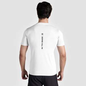 Cross Run Slim Fit 100% Polyester Knitted Exercise <b>Tee</b> in <b>White</b> Custom Label Lightweight Screen Printed with Solid Pattern - Product Image 3