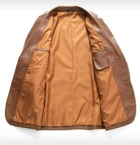 Chaqueta informal ajustada de estilo británico de cuero genuino 100% de alta calidad para hombre, chaqueta de negocios de invierno con bolsillos y forro transpirable - Product Image 4