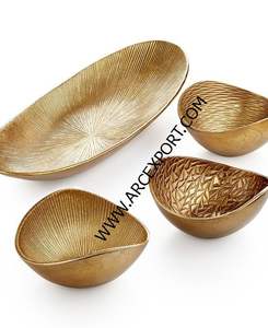 Fait de métal aluminium grande taille bols de service de fruits décoratifs concepteur antique plaqué or fruits bol de service utilisation de la cuisine - Product Image 5