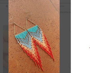 ต่างหูขอบลูกปัดสไตล์โบโฮพื้นเมืองต่างหูลูกปัดขนนกขนนก - Product Image 1