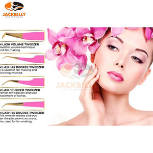 Pinzas para Pestañas de Acero Inoxidable con Estampado de Leopardo Personalizadas de Jackbilly Enterprises, 45/90 Grados, para Aislamiento de Extensiones de Pestañas, en Caja - Product Image 3