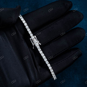Classic Moissanite <b>Tennis</b> <b>Bracelet</b> Rhodium Plated 925 Silver 3mm 6 Inch VVS Cut Women <b>Men</b> Birthday Anniversary Gift - Product Image 3