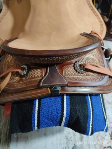 Mayorista Indio Personalizado Western Alta Calidad Cuero Caballo Tachuela Mano Tooled Set Ranch Trail Barril Equitación Incluye Roping - Product Image 4