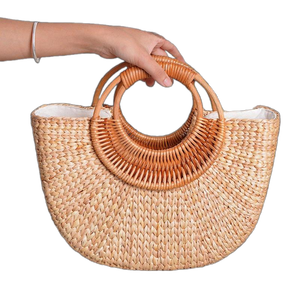 กระเป๋าหวายสไตล์คลาสสิกสีน้ำตาลอ่อนสำหรับตกแต่งประตูของขวัญวันหยุดทำจากเวียดนาม - Product Image 1