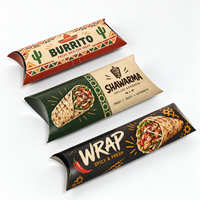 Emballage personnalisé en boîte à oreiller en papier imprimé pour shawarma, kebab, gyros, doner, plats à emporter