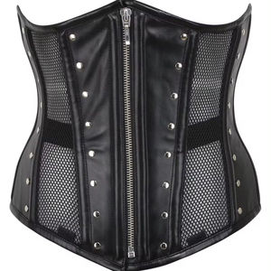 Venta al por mayor Body Shaper Underbust Corset Cintura Cincher Adelgazamiento Shaping Tight Cintura alta Cremallera Cordones Malla PVC Corsés para adultos - Product Image 5