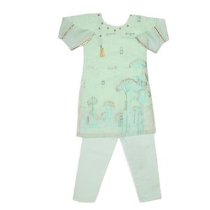 Costume fantaisie brodé pour filles 3 pièces - Vert clair - Product Image 3