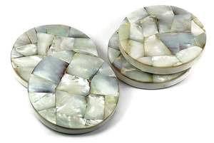 Sous-verre carré élégant en nacre, style bohème, surface de coquille polie, écologique, pour la décoration et le placement des boissons - Product Image 6