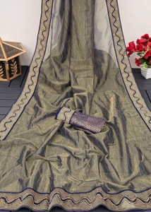 ส่าหรีตาข่ายสีทองหลากสีล่าสุดส่าหรีดีไซน์เนอร์สำหรับงานแต่งงานแบบชนเผ่าสุดชิคสำหรับผู้ใหญ่ - Product Image 5