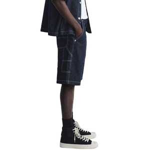 Shorts de travail décontractés pour hommes, style streetwear d'été, coupe ample, avec surpiqûres contrastées, en coton élastique - Product Image 4