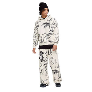 Survêtement unisexe imprimé personnalisé en tissu polaire de coton avec sweat à capuche et pantalon de survêtement pour la saison d'hiver - Product Image 1