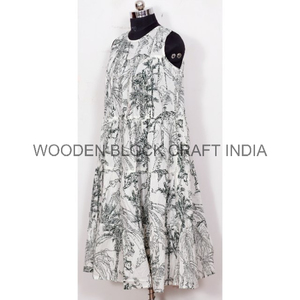 Robe midi moulante bohème moderne pour femmes, écologique, respirante, imprimé floral, lin et coton, grande taille, sans manches, dos nu - Product Image 2