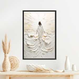 Elegant Figure Walking into Light PRINTED <b>Canvas</b> Artwork - Abstract Decor,Black <b>Framed</b> - Product Image 1