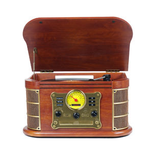 RetroTurntable <span class=keywords><strong>CD</strong></span> Cassette Bluetooth USB SD AM FM Radio Vinyle LP Tourne-disque Avec Haut-parleurs - Product Image 6