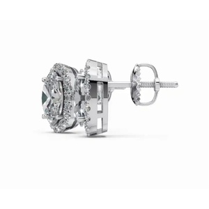 Boucles d'oreilles clous exclusives en or 14 carats avec halo de diamants éternels, taille ronde et ovale, bijoux de laboratoire cultivés, vente en gros - Product Image 2