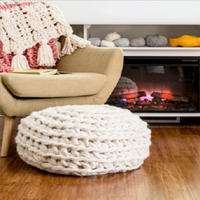 Pouf ottoman en tissu microfibre tricoté à la main, style industriel, repose-pieds doux pour salon, extérieur, jardin, atelier, chambre