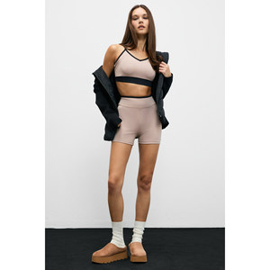 Urban Beat DOSHORIX Women's Stretch and Soft <b>Textured</b> Contrast Piped Short <b>Leggings</b> - Product Image 6