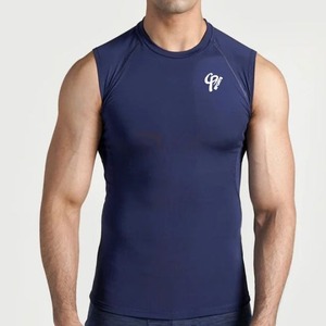 Débardeur de compression personnalisé pour hommes, vêtements de sport pour l'entraînement physique et la salle de sport, gilets en coton spandex sans couture avec manches en maille - Product Image 1