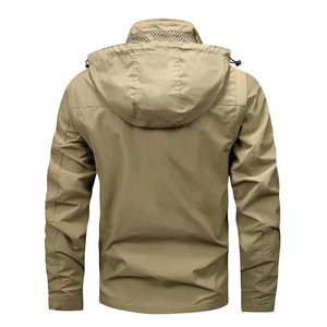 แจ็กเก็ตมีฮู้ดสำหรับผู้ชาย, แจ็คเก็ตแบบมีฮู้ดถอดได้กันลมกันน้ำลำลองสำหรับกลางแจ้งเสื้อกั๊กคาร์โก้มีกระเป๋าหลายใบ - Product Image 5