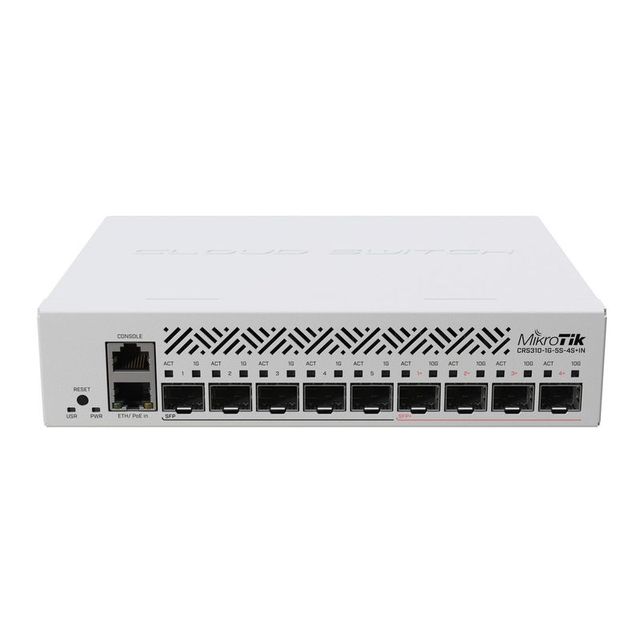 MikroTik CRS310-1G-5S-4S+IN QoS Enabled RouterOS L3 SFP+ Network Switch 1x RJ45 1000Mb/s 5x SFP 4x SFP+ 10G Support Rack