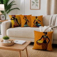 Siyah Altın Afrika Sanatı Yastık Kılıfı Yumuşak Polyester Glam Portre Kadın Yastık Kılıfı Kanepe için Aksan Kabuğu