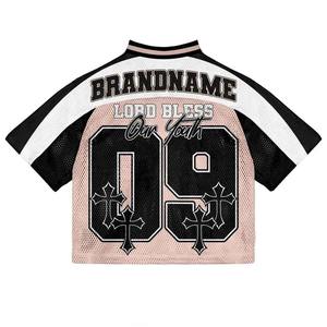 Streetwear Maillot en maille américaine surdimensionné Maillot Boxy Vintage personnalisé pour hommes 100% Polyester Maillots de football américain T-shirts - Product Image 5