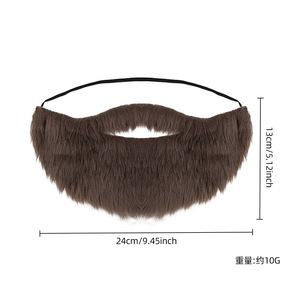 Barbe et moustache artificielles courtes en peluche pour homme – Accessoire de costume d'Halloween, de pirate, de viking, de nain, pour cosplay, fête, scène ou théâtre - Product Image 2