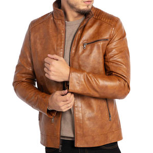 แจ็กเก็ตหนังผู้ชายสีน้ำตาล - Product Image 5