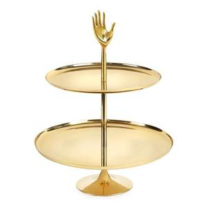 Elegant Hot Selling Two Tier Round <b>Cake</b> Stand with Gold Polished Metal and Marble Perfect for <b>Weddings</b> and Events - Product Image 5
