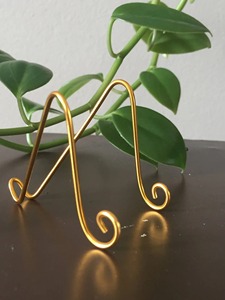 Handmade Spiral <b>Wire</b> Easel Stand Gold Tabletop Holder for Small <b>Signs</b> Name Cards or Mini Frames Made In India - Product Image 3